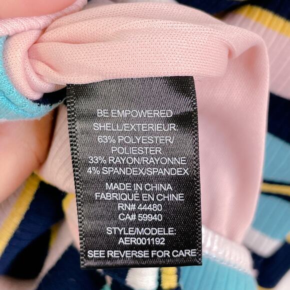 AFRM Striped Ribbed Double V-Neck Sleeveless Bodysuit Pastel Pink size XS NWOT - Picture 8 of 10